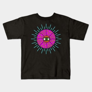 Yayoi Kusama Inspired Flower Eye with Starburst Kids T-Shirt